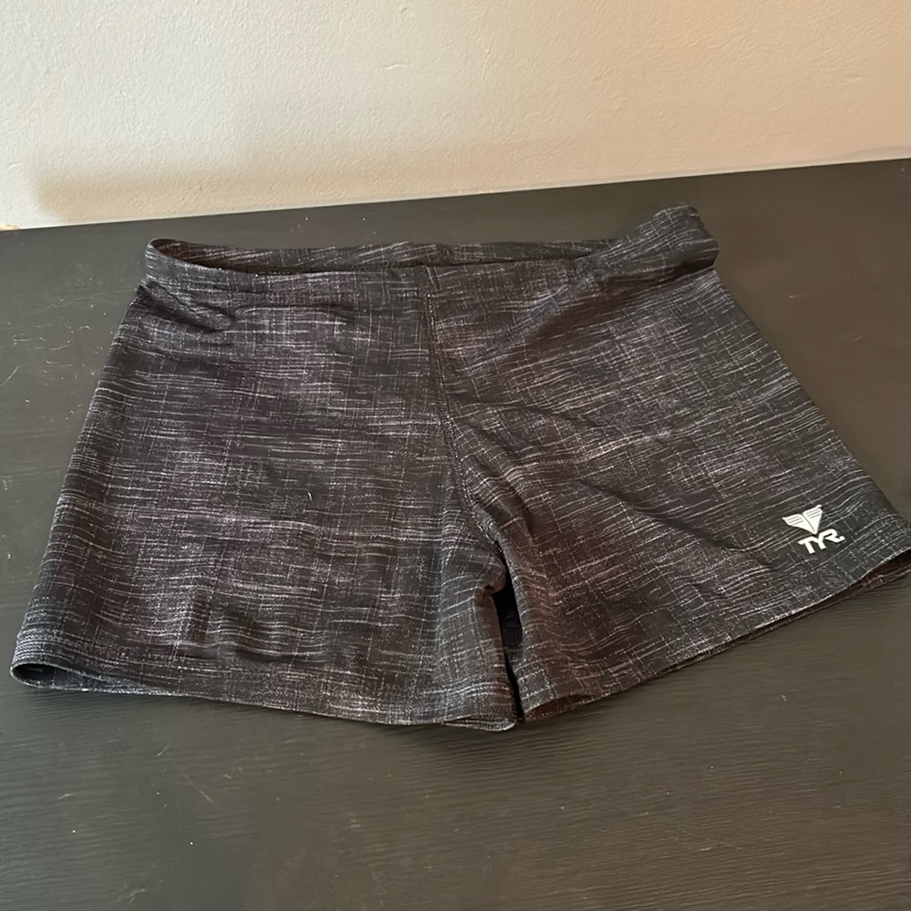 TYR Square Swimsuit Size 30 (small) Black Grey Heathered .